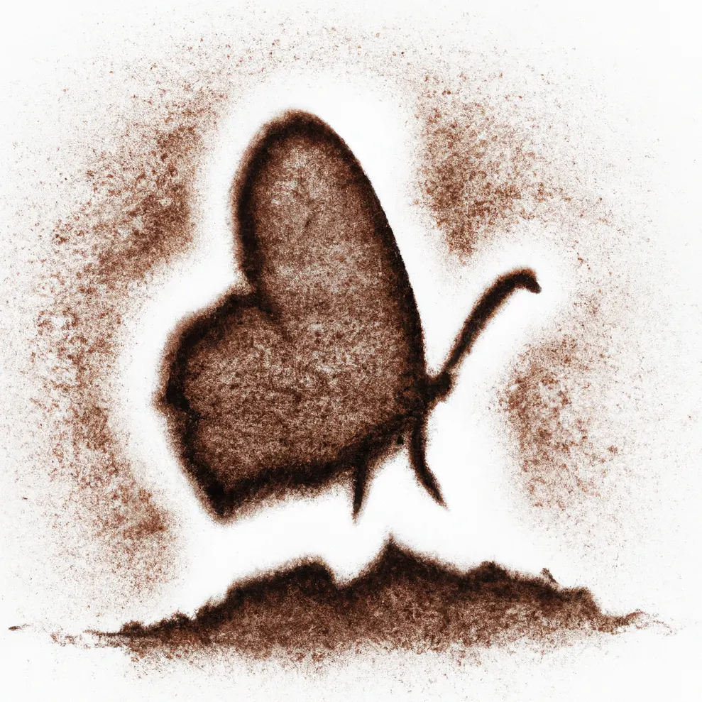 Leptir u talogu od kafe u šolji