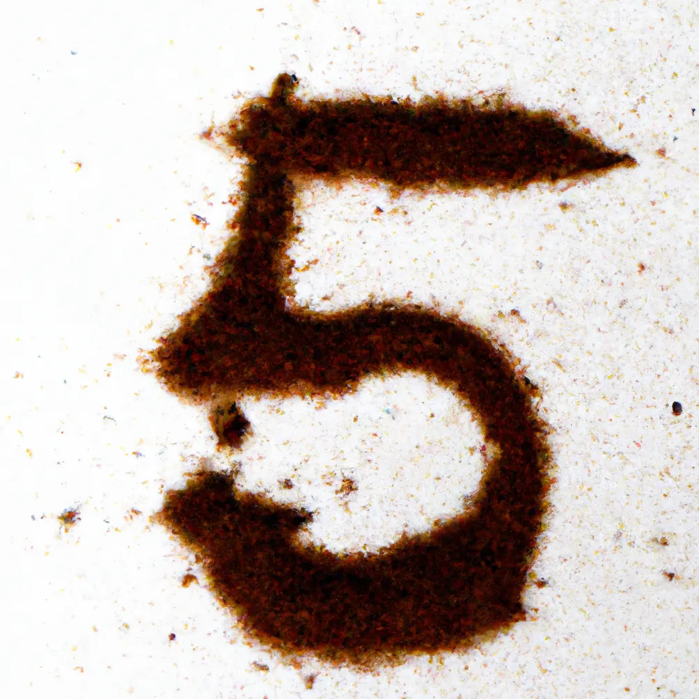 Broj 5 u talogu od kafe u šolji