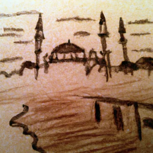 Džamija u talogu od kafe u šolji